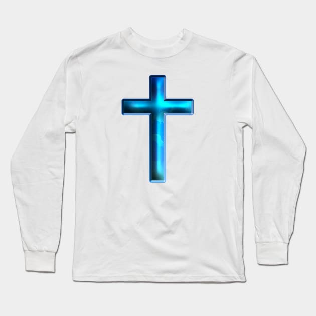 Blue Cross Long Sleeve T-Shirt by IBMClothing